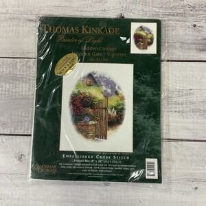 Candamar Design Thomas Kinkade Hidden Cottage Wooden Gate Cross Stitch Kit 51194